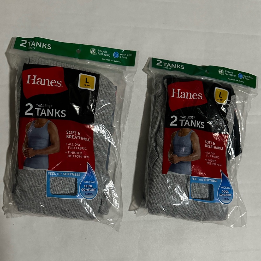 DEAL ‼️2 Packs of Hanes Men's Tagless Gray Tanks for $18